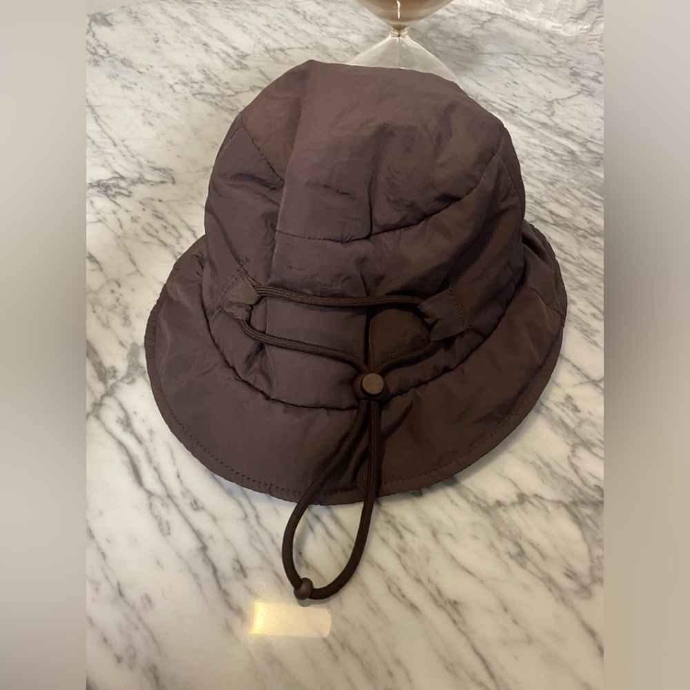 NEW WITHOUT TAGS - Brown Nylon Bucket Hat OS (catered to smaller head size)